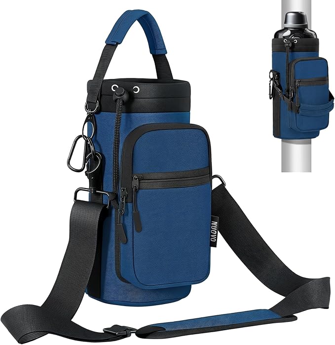Nuovoware Magnetic Gym Bag, 40oz, Water Bottle Carrier Holder, Indigo | Adjustable Shoulder Strap, Magnets Magnetic Gym Bag, Bottle Pouch Sling, 2 Pocket, Neoprene Organizer Sleeve by NUOVOWARE