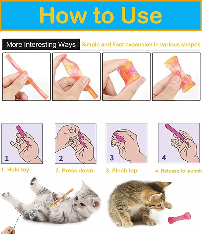 Fashion's Talk 49PCS Cat Spring Toy for Kitten Catnip Bag Mesh Tubes Spring Cat Toy Bulk for Indoor Cats Kitty - Image 3