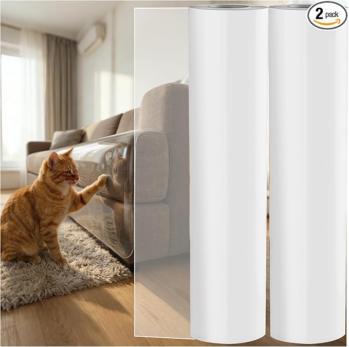 2 Pack Anti-Cat Scratch Furniture Protector, Single-Sided Sticky Couch Protector for Cats Claws,Cat Scratch Furniture Protector,Cat Scratch Furniture Door Protector,Cat accessories (196.85" x 11.81" ) by Unknown