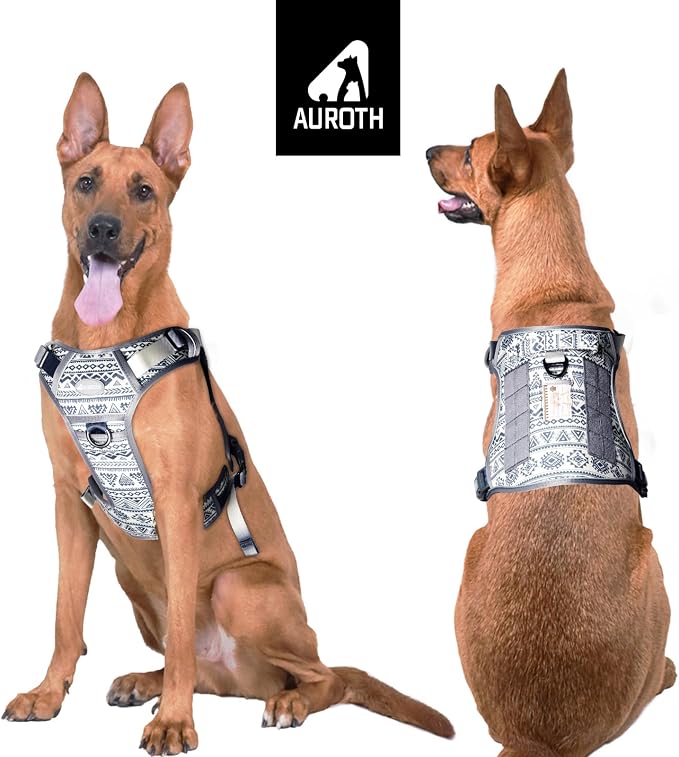 AUROTH Tactical Dog Harness for Large Dogs, Heavy Duty No Pull Pet Vest | Easy Control Handle, Adjustable, Reflective, Military K9, for Doberman Husky Walking Hunting Hiking, Bohemia Grey, X-Large - Image 2