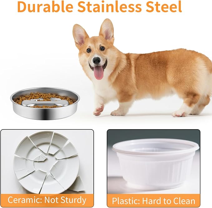 Novery Non-Slip Stainless Steel Slow Feeder Dog Bowl, 2-Cups | Interactive Slow Feeding Puzzle Maze, Prevents Choking & Bloating, Non-Slip Bottom, For Medium Dogs & Cats - Image 4