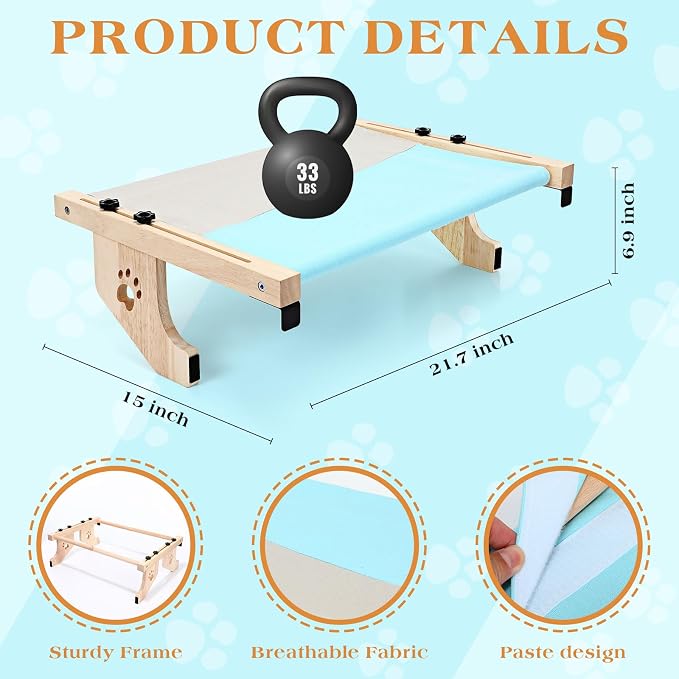 Suzile 2 Pack Cat Window Perch, Holds up to 33 Lbs | Window Perch for Cats Inside, Heavy Duty Cat Window Hammock with Wood and Metal Frame, Adjustable Space Saving - Image 2