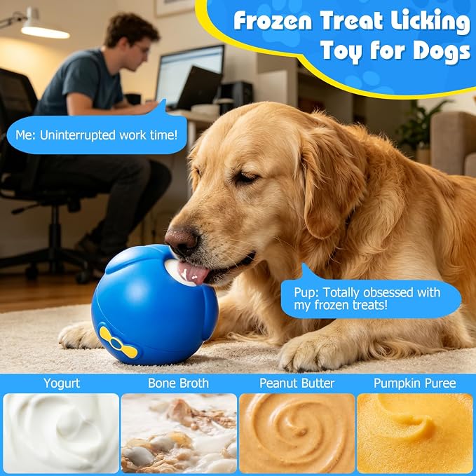 Yipetor Wobbly Dog Chew Toy, Frozen Treat Lick Ball for Medium Large Dogs | 4IN Enrichment Toy, IQ Puzzle, Keeps Them Busy, Chew Resistant, Heavy Duty, BPA-Free Rubber & Dishwasher Safe - Image 2