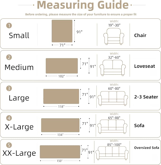 Couch Cover for Dogs Washable Sofa Cover, Sectional Couch Covers, Sofa Covers for 2 Cushion Couch, Non Slip Stripe Sofa Slipcovers Furniture Protector (Eucalyptus Brown 71x102) - Image 2