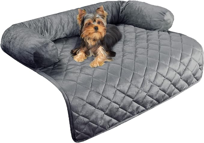 Couch Cover for Dogs - 30x30.5 Water-Resistant Pet Furniture Protector with Memory Foam Bolster and Quilted Fabric - Pet Supplies by PETMAKER (Gray) by PETMAKER