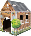 Cardboard Cat House with Scratch Pad Large Cats Scratching Playhouse Scratcher House for Indoor Cats Cardboard Cat Play Box by Unknown