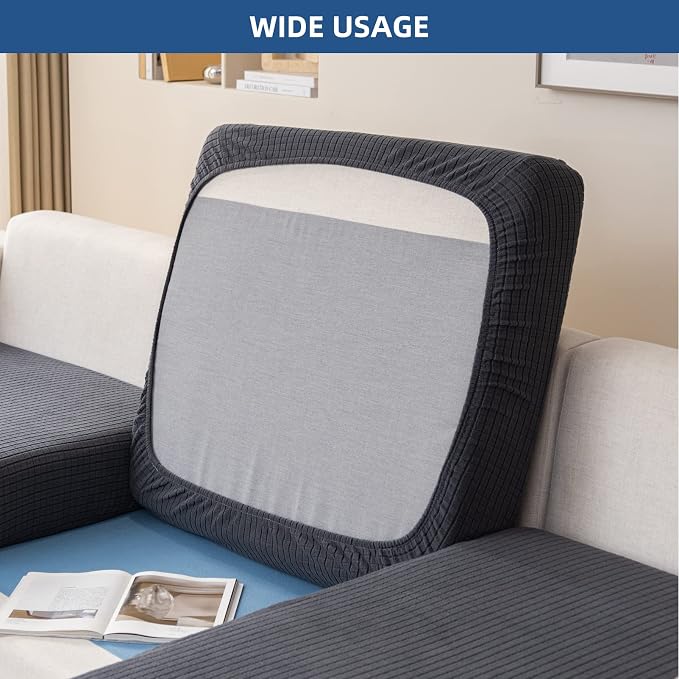Eismodra Sectional Couch Covers Chaise Cushion Cover for Sofa L Shape Chaise Lounge Magic Stretch 3 Cushion Couch Slipcover for Dogs L Shaped Replacement Protector,Dark Gray X-Large(Only 1 Piece) - Image 7