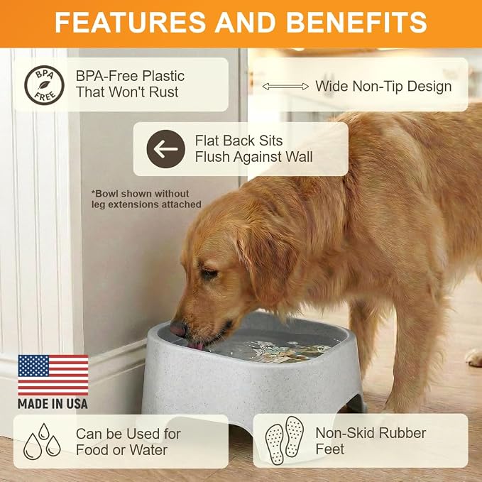 Neater Pet Brands Extra Large Water Bowl for Dogs, Elevated Outdoor Dog Water Bowl (1.25 Gallon XL Capacity), Big Trough Style Food Dish for Indoors or Outside, No Spill Large Dog Bowls, Vanilla Bean - Image 5