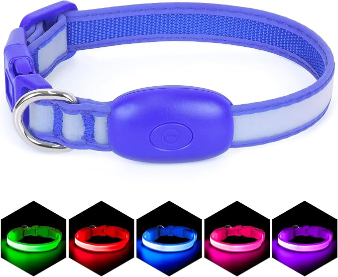 Light up Collar for Small Dog,Vizpet XS Adjustable Size Nylon Led Collar | USB Rechargeable Bright Safety Pet Collar for Cats Small Dogs (Blue, X-Small[ 8.66-11.9 inch/22cm-30cm]) - Image 8