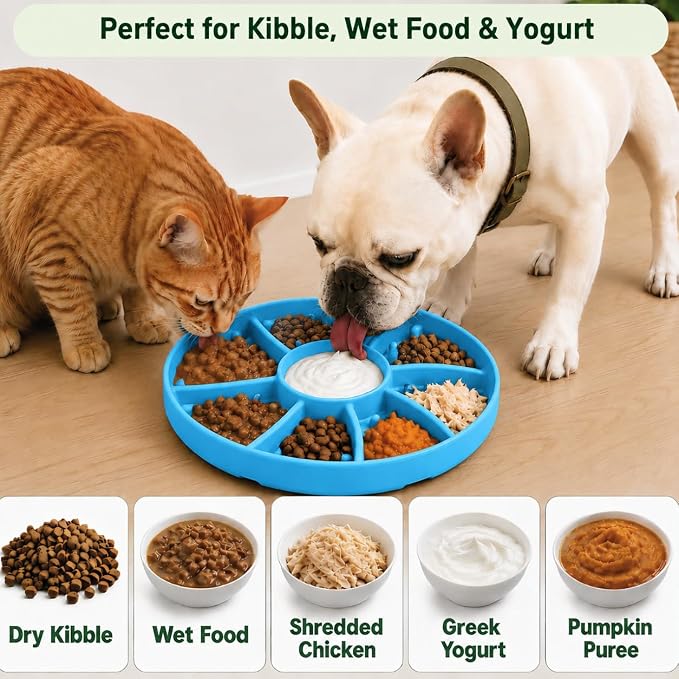 Slow Feeder Dog Bowl Silicone Suction Cup Anti Spill Dogs Cats Blue | strong suction base prevents sliding, extends mealtime, reduces anxiety, textured surface, dishwasher safe - Image 7
