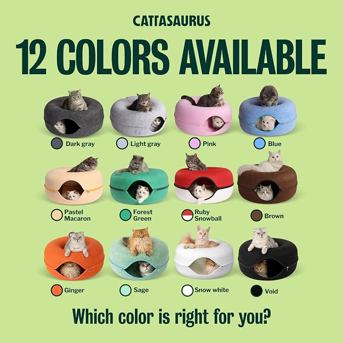 Peekaboo Cat Cave Donut for Multiple & Large Cats up to 30-45 lbs, 3-in-1 Self Warming Cat Bed, Tunnel & Scratcher for Indoor Cats, Washable & Detachable Small Dog Bed (Light Gray, Large) - Image 9
