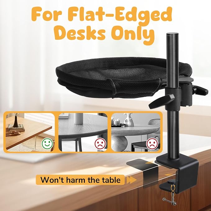 Topmart Cat Desk Bed with 360° Rotating & Adjustable Height | Cat Hammock for Desk with 2 Washable Pads, Easy to Install, Kittens Bed Attachment for Home Office,Up to 45LBS, Grey & Black - Image 6