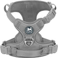 PoyPet No Pull Dog Harness, Reflective Vest with 2 Leash Clips & Handle | Lockable Neck Release Buckle, No Choke, Adjustable, Soft Padded, for Walking Training, Gray, Large by PoyPet