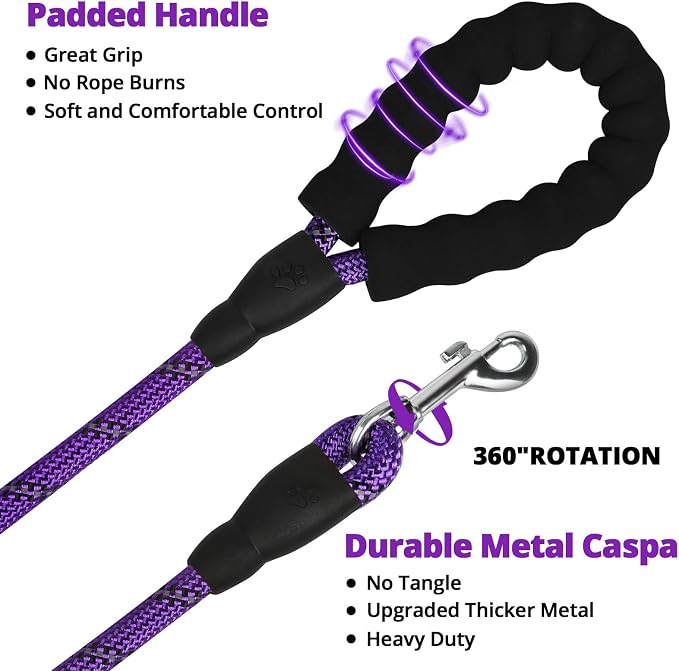 jenico Long Dog Leash 25FT: Heavy Duty Nylon Rope Leashes for Dogs Training with Reflective Threads Bungee and Padded Handle - Dog Lead for Large Small Medium Dogs Outside Walking Hiking - Image 2