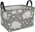 Storage Basket Home Shelf Basket Kids Organizer Box Clothes Laundry Hamper Nursery Bin Gift Laundry Basket with Handles for Home (love elephant) by Unknown
