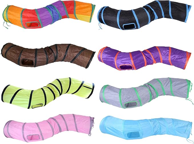 iCAGY Cat Tunnel Toys for Indoor Cats Kittens Rabbits, Pet Toy Play Tunnels | Interactive Crinkle Pop Up Tunnel Toys, Relieve Cat Boredom, Brown 47" Shape S - Image 6