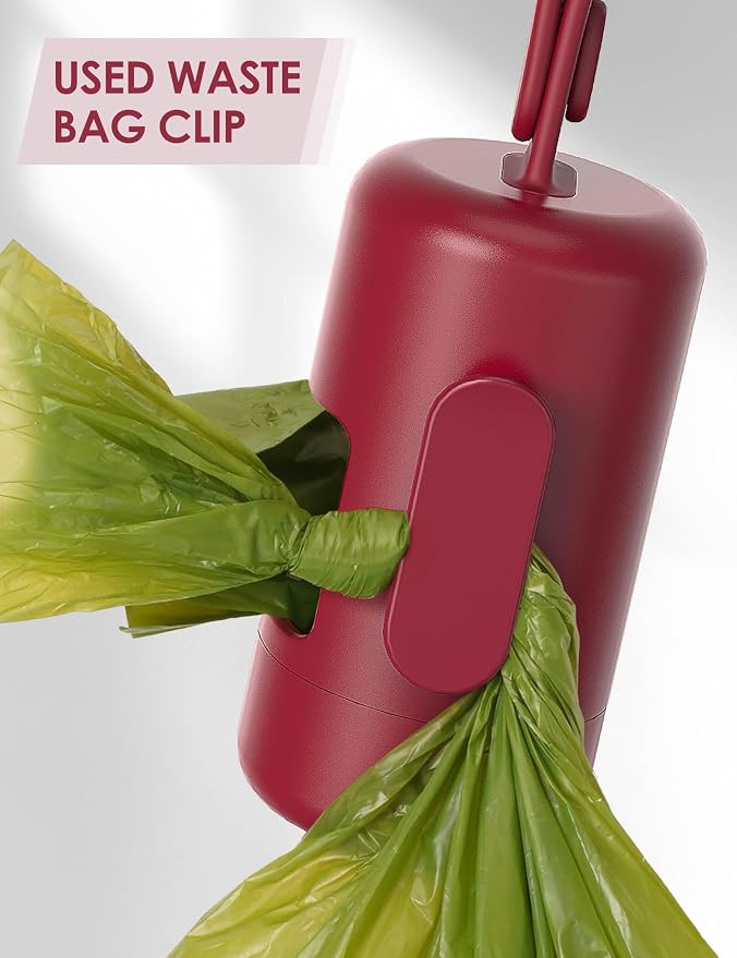 Gobeigo Dog Poop Bag Holder with Convenient Hook for Waste Bags(Red) | Silicone Strap Fits Any Leash, Large Opening for Easy Dispensing with 1 Bonus Roll of Waste Bags - Image 4