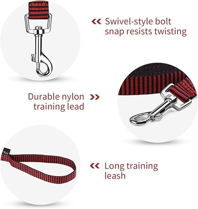 Hi Kiss Dog/Puppy Obedience Recall Training Agility Lead - 15ft 20ft 30ft 50ft 100ft Training Leash - Great for Training, Play, Camping, or Backyard(100ft,Black_red) - Image 3