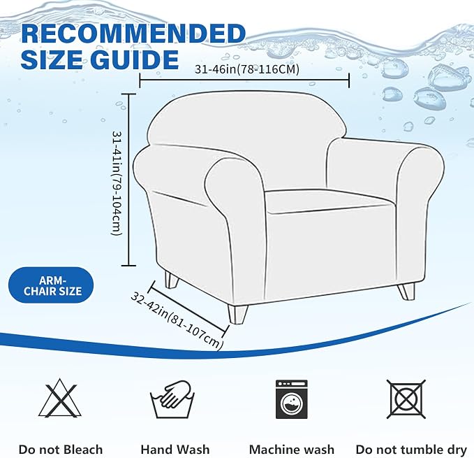 MAXIJIN Waterproof Chair Cover Armchair Covers for Living Room, 1 Piece Stretch Single Sofa Chair Slipcovers with Arms, Washable Furniture Protector for Dogs Pets (Small, Pea Green New) - Image 5