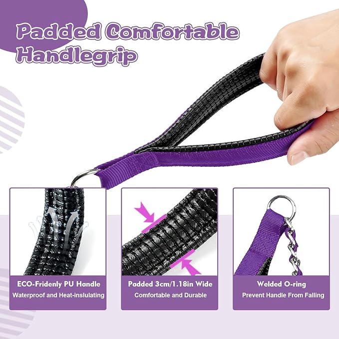 Metal Chain Dog Leash Chew Proof for Dogs, Purple, 3.0mm, 6FT | More Room for Everyday Walks and Outdoor Use, Chew Resistant Chain, Padded Handle, Swivel Clip - Image 3
