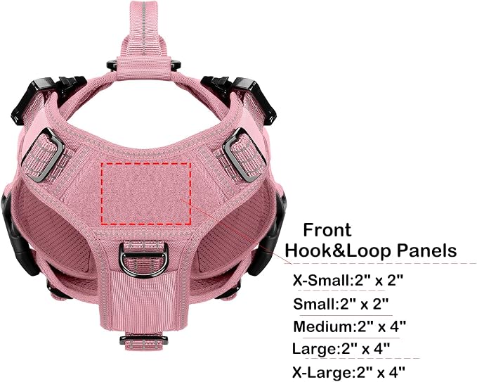ICEFANG No Pull Tactical Dog Harness for Small Dogs,Adjustable Dog Vest | Control Handle,MOLLE Panel,Front Hook,3 Leash Clips,Soft Padded,for walking training,Pink,Small - Image 2