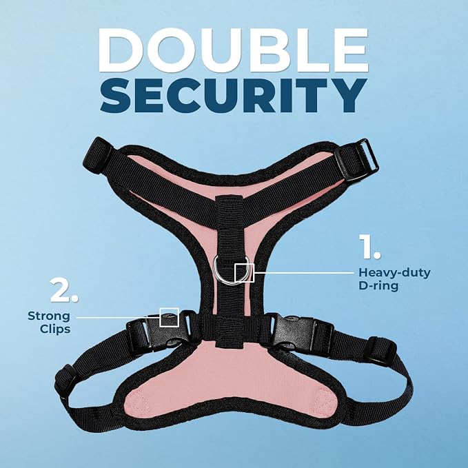 Voyager Step-in Lock Dog Harness - Pink/Black Trim, Large | 20 - 25" in Chest, Adjustable, Breathable Air Mesh, Lightweight for Daily Walks, Strong Clips, Heavy Duty D-Ring - Image 2