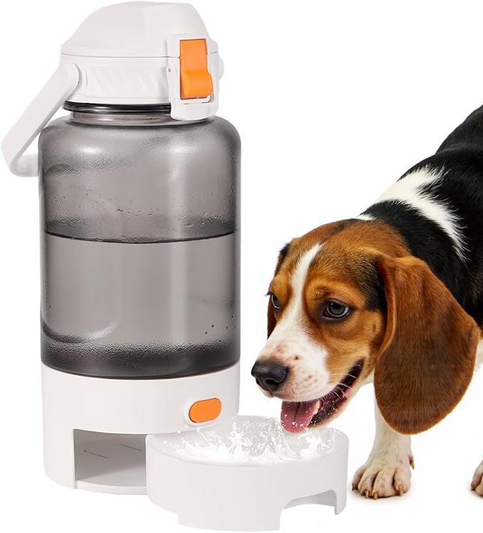 50oz Outdoor Dog Water Bottle - Leakproof Pet & Human Water Dispenser with Handle, Portable for Travel, Hiking, Camping, Beach - Must-Have BPA-Free Gear for Active Dogs (White) by Unknown