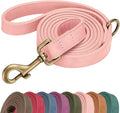 Didog PU Leather Dog Leash for Small Dogs, 5/8in x 5ft, Pink | Soft Grip Full Control, Easy Clean, Metal D-ring for Poop Bag Holder, Tangle-Free 360° Swivel Clasp, for Walking & Training by Didog