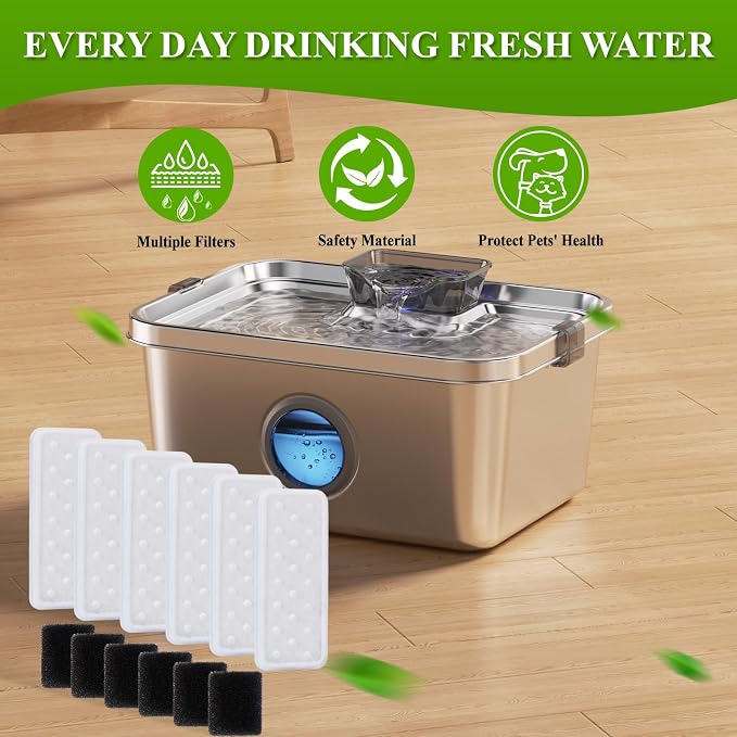 PETIMI Accessories Set (Replacement Filter & Water Pump Sponge) for Pet Water Fountain- 6 pcs Packed Filters and 6 pcs Packed Sponges, Fits PETIMI 2 Gallons and 3 Gallons Pet Fountain Series - Image 2