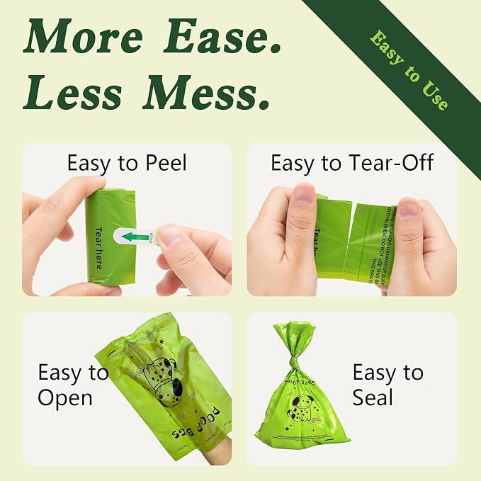 Dog Poop Bags rolls with Dispenser,360 pack Plant-Based Material | Dog Waste Bags Extra Thick Leak-Proof , Lavender-Scented Dog Poop Bags, 13x9 Inch for Bags for Dogs Walking and Cat Litter - Image 3