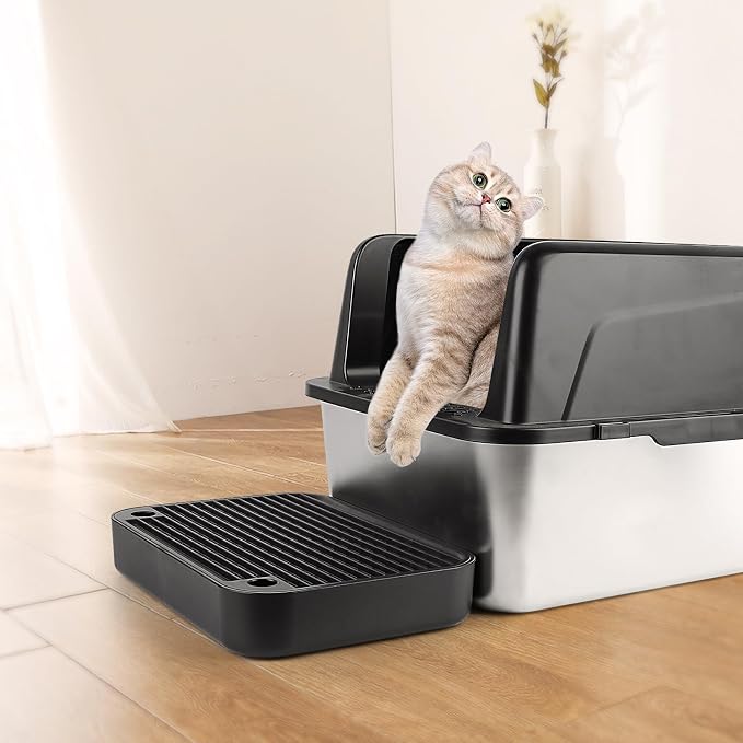Cat Litter Box Step, Litter Box Ramp Catcher with Filter Function, Black | Litter Box Ramp for Kittens & Old Cats, Washable, Anti-Tracking, Non-Slip Litter Catcher, Easy to Clean - Image 5