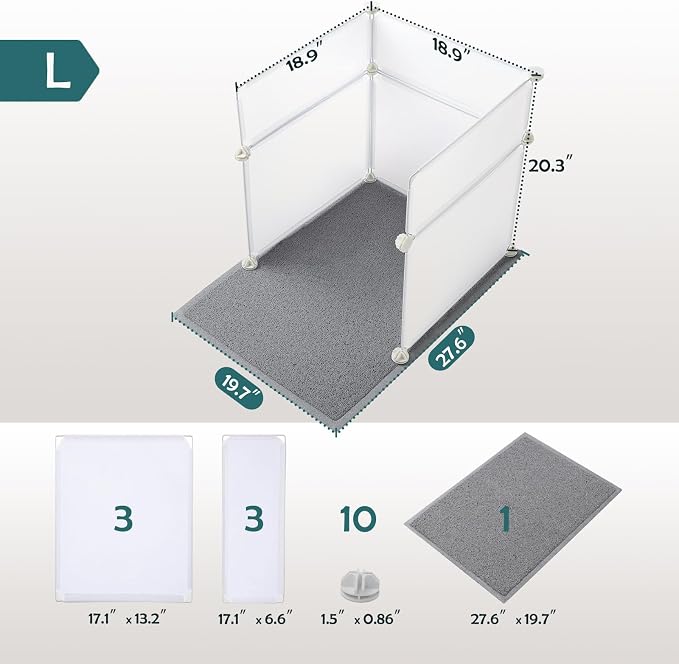 MEEXPAWS Cat Litter Box Enclosure, Splash Guard High Walls with Litter Mat | Large Litter Box Pee Shield, DIY Plastic Sheets Easy Clean, Litter Containment, Privacy Screen, Wall Protector - Image 3