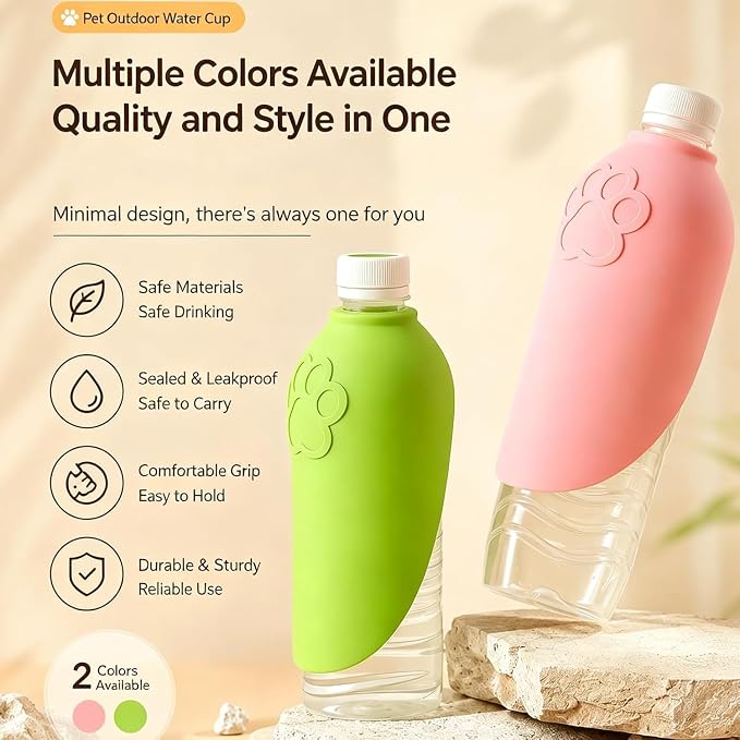 Silicone Portable Dog Water Bottle Adapter, Leakproof Foldable Leaf Pet Water Dispenser Cap, Practical Folding Drinking Bowl, Feed for Puppy Outdoor Walking Camping for Standard Water Bottles (Green) - Image 4