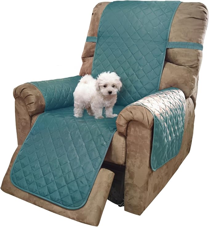 U-NICE HOME Reversible 23''Recliner Small Chair Cover, Blue/Beige | Recliner Cover for dogs Washable, Pet Friendly, Elastic Straps, Water Repellent, Diamond Quilted by U-NICEHOME