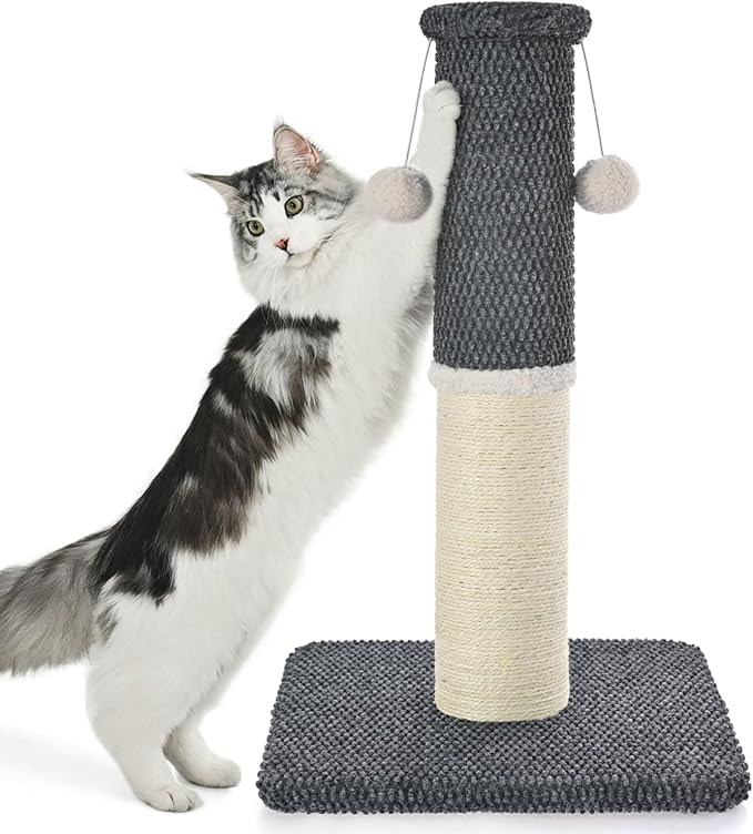 Made4Pets Cat Scratching Post with Sisal & Carpet for Indoor Cats, 23.6" | Cat Scratcher with Wide Stable Base, Interactive Hanging Toys, Ideal for Kittens, Small Cats and Everyday Indoor Play by Made4Pets