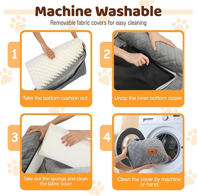 Dog Car Seat for Medium/Large Dogs up to 60LBS Memory Foam Dog Booster Seat | with Thick Cushion, Pet Car Seat for Back with Detachable Washable Cover, Storage Pockets for SUV, Pick Up, Trunk, Grey - Image 6