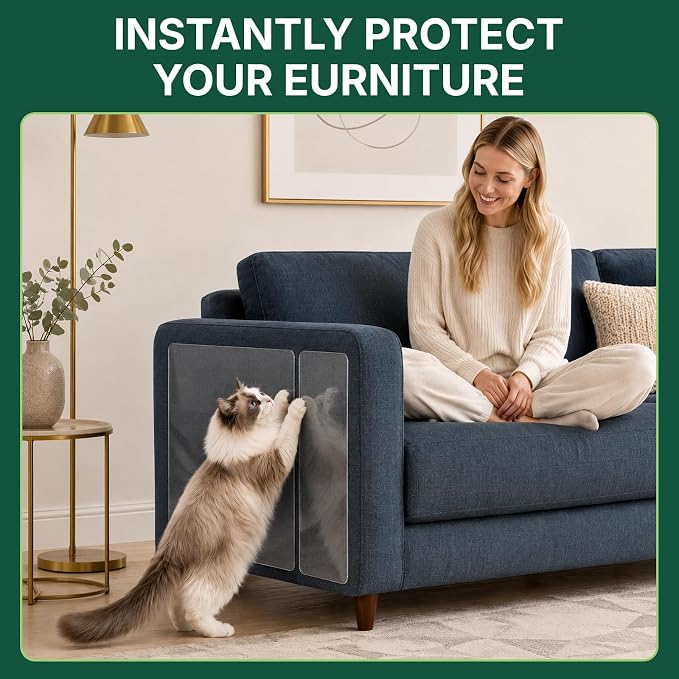 Cat Scratch Furniture Protector No Pins Self Adhesive, 20 Pack | Couch Guard, No Pins Design, Self Adhesive, Scratch Protection - Image 7