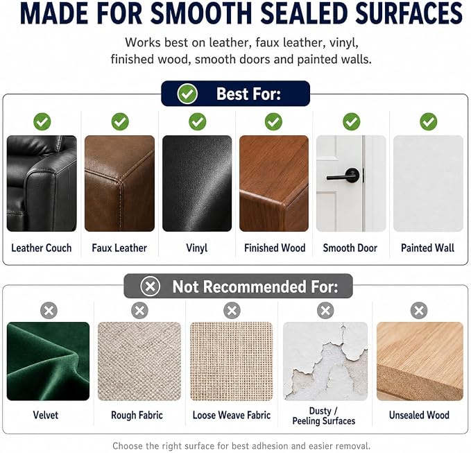 Cat Scratch Furniture Protector for Leather Couch, Clear Self Adhesive Cat Scratch Tape, Removable No Residue Couch Protector from Cats for Sofa Corners, Walls, Doors, 197 x 11.8 in - Image 7