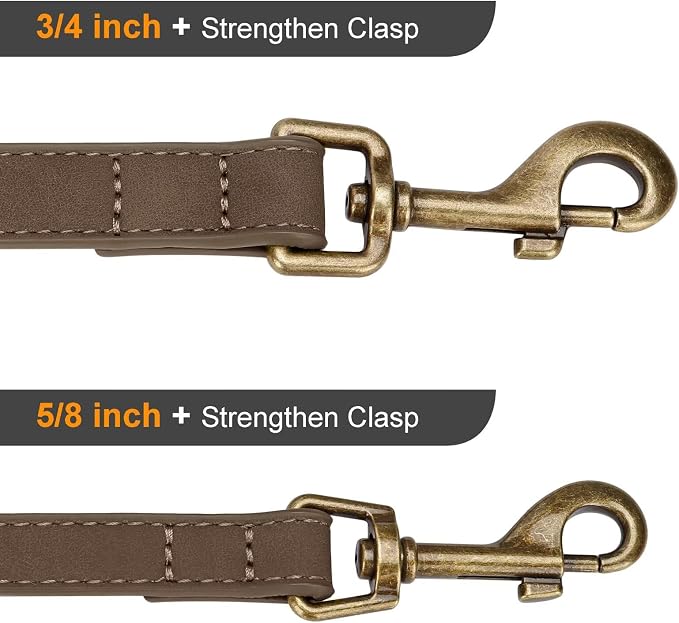 Didog PU Leather Dog Leash for Small Dogs, 5/8in x 5ft, Brown | Soft Grip Full Control, Easy Clean, Metal D-ring for Poop Bag Holder, Tangle-Free 360° Swivel Clasp, for Walking & Training - Image 5