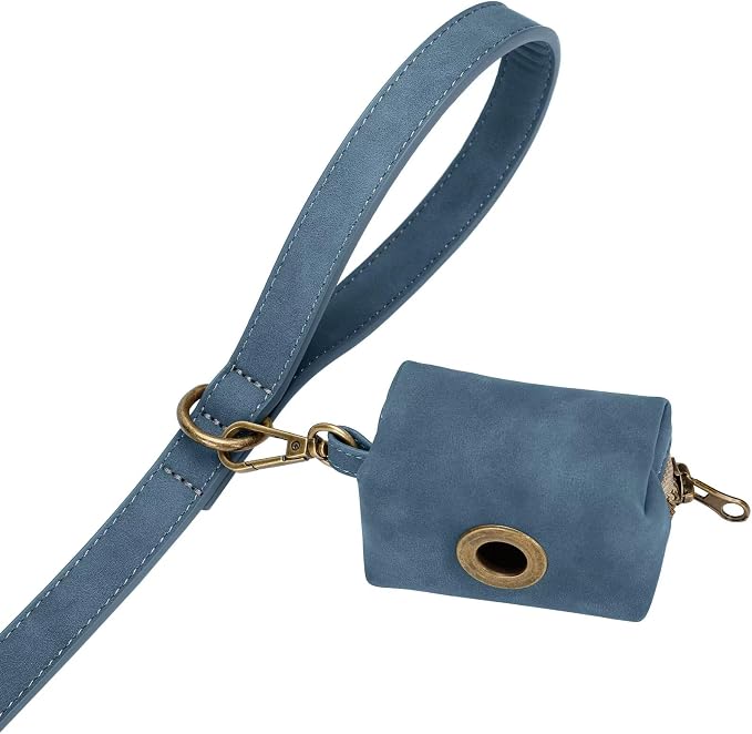 Didog PU Leather Dog Leash for Small Dogs, 5/8in x 5ft, Blue | Soft Grip Full Control, Easy Clean, Metal D-ring for Poop Bag Holder, Tangle-Free 360° Swivel Clasp, for Walking & Training - Image 7