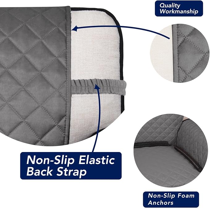 PureFit Reversible Quilted Couch Covers for Dogs Oversized Sofa Cover 78” | Gray/Ivory, Water Resistant Couch Protector, Washable Pet Couch Cover with Non Slip and Elastic Straps For Kids - Image 3