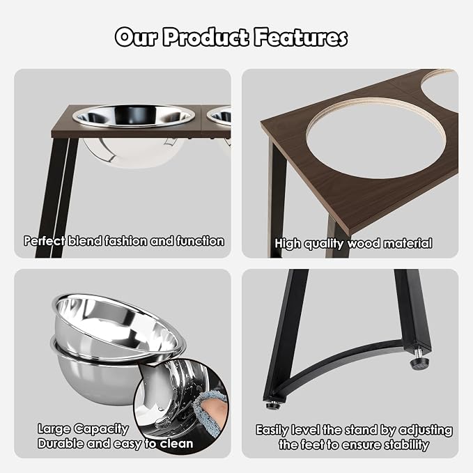 Elevated Dog Bowls for Large Dogs with Slow Feeder, 2 Stainless Steel Dog Bowls -101oz, 16.5" Tall Raised Dog Food Water Bowl Stand for Large Breed, Extra Large Dogs - Image 6
