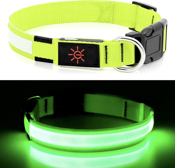 Light up Dog Collar Full Adjustable Dog Collar Safety Glowing(Green, Large) | Waterproof,Nylon,Soft,Super Bright Light Collars for Small Medium and Large Dogs,USB C to Charge - Image 2