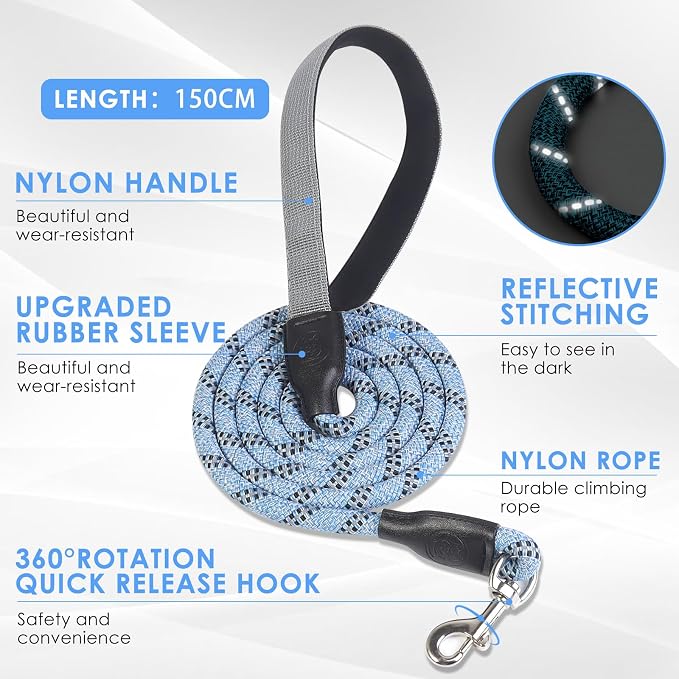 Dog Harness and Leash Set, No Pull Saddle Style Pet Harness, Breathable Mesh Adjustable Reflective Dog Vest for Medium Small Dogs Harness 2 D-Rings, Blue, M - Image 3