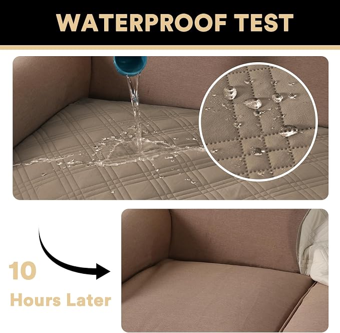 PrinceDeco Waterproof Dog Blanket Bed Cover Washable Pet Couch Cover Non-Slip Couch Covers for 3 Cushion Couch Sofa Pet Friendly,Taupe,47x68 Inch - Image 3