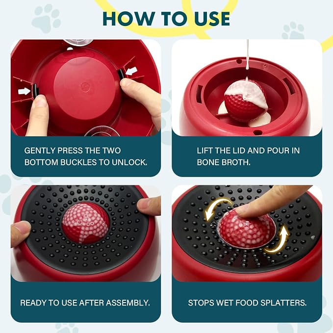 Rolling Slow Feeder Dog Bowls with Interactive Lick Ball | Non-Slip Dog Enrichment Bowl for Wet Food, Yogurt, Peanut Butter & Bone Broth (Green) - Image 5