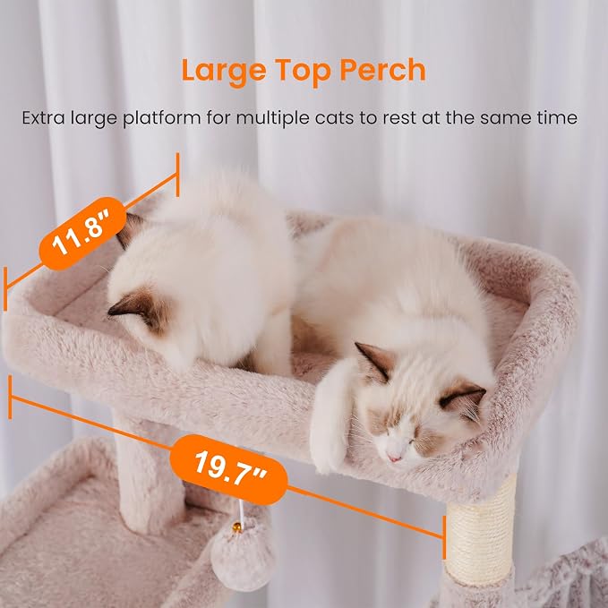 Heybly Cat Tree, 68 inch Multi-Level Cat Tower for Indoor Cats HCT025MU | Cat Condo with 2 Widened Plush Perches, 2 Cozy Baskets, Scratching Board and Big Caves, Rosy Brown - Image 7