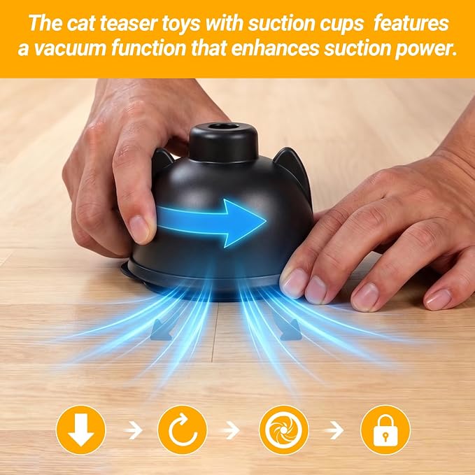 Interactive Cat Toys for Indoor Cats Toy Wand 360° Flying Bird Cat Toy | 2 Speed Adjustable Flying Bird Cat Toy Automatic Cats Toys with Self ON/OFF Feather Toy Suction Cup Electric Cat Teaser Wand - Image 8