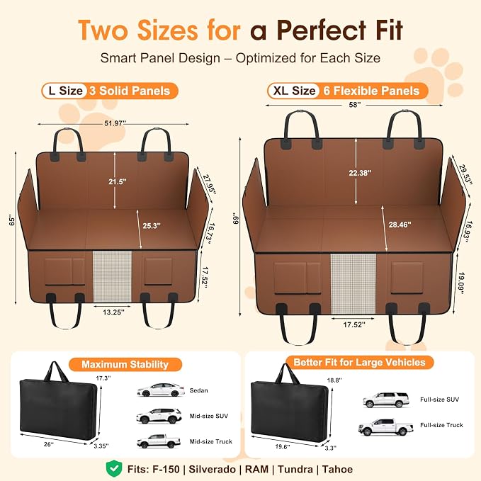 XL Hard Bottom Dog Car Seat Cover, 58"×69", Waterproof PU Leather | Stable Hard Bottom Support for Comfortable Rides with Large Dogs - Image 4