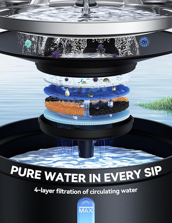 Wireless Cat Water Fountain [Water & Battery Separation] FEELNEEDY 4000mAh Battery Operated Cat Fountain, Cordless Pet Fountain with Motion Sensor for Cats Dogs-3.5L/118oz - Image 4